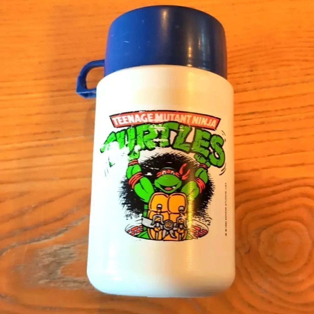 Vintage Ninja Turtles Thermos Children's Travel Mug, 1990 Mirage Studios